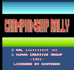 Championship Rally title screen for NES